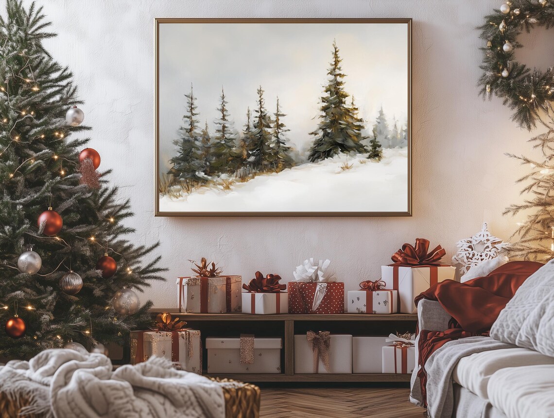 Winter Forest Path, Rustic Nordic Holiday Decor - Image 3