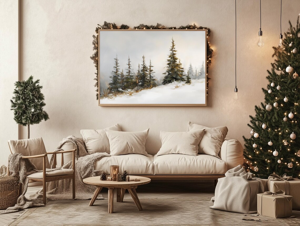 Winter Forest Path, Rustic Nordic Holiday Decor - Image 2