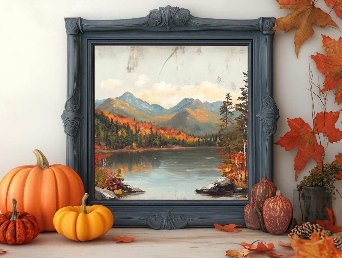Rustic Fall Decor, Vintage Rustic Landscape - Image 3