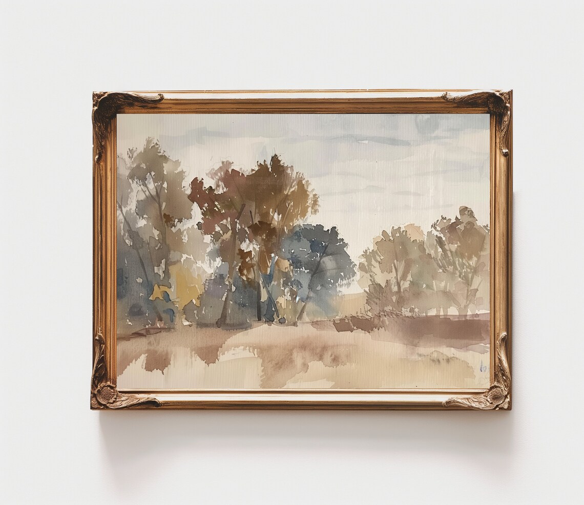Antique Rustic Landscape Vintage Wall Art Print