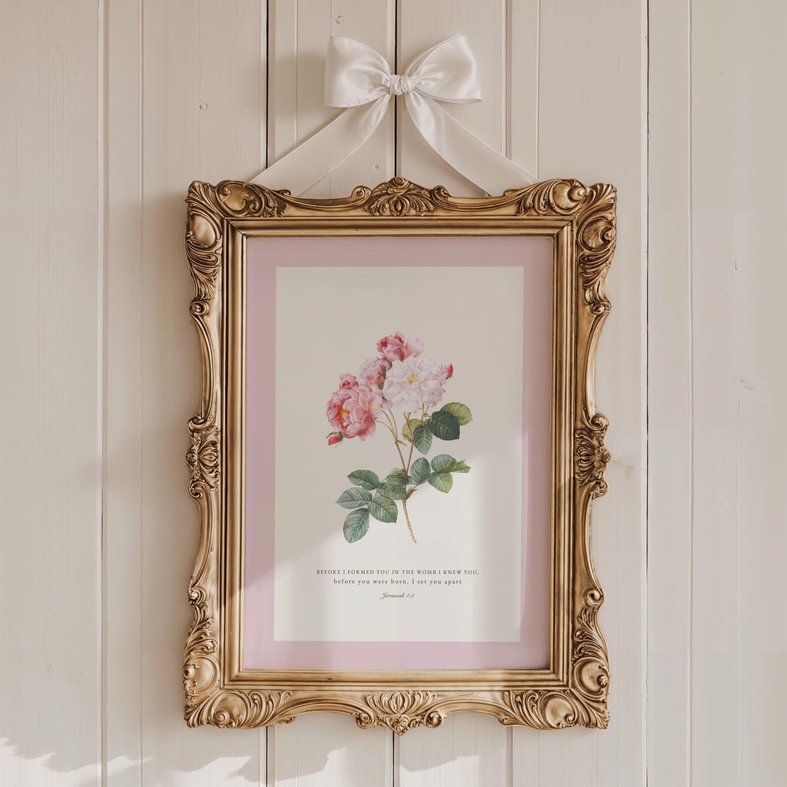 Before I Formed You Jeremiah 1 5 Pink Rose Botanical Art Poster