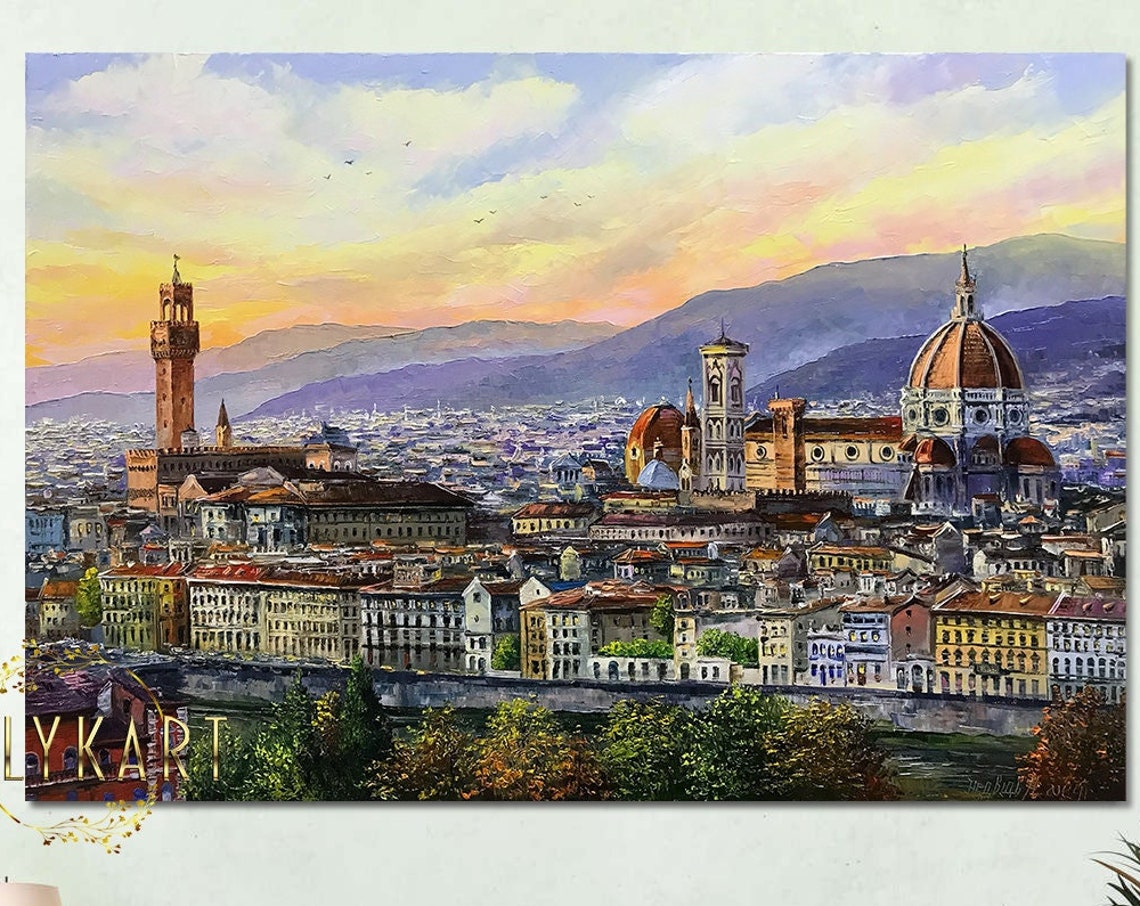 Florence Painting On Florence Italy Wall Art Italian Landscape Oil Painting Original Florence Artwork For Sale Florence Italy Gifts - Image 3