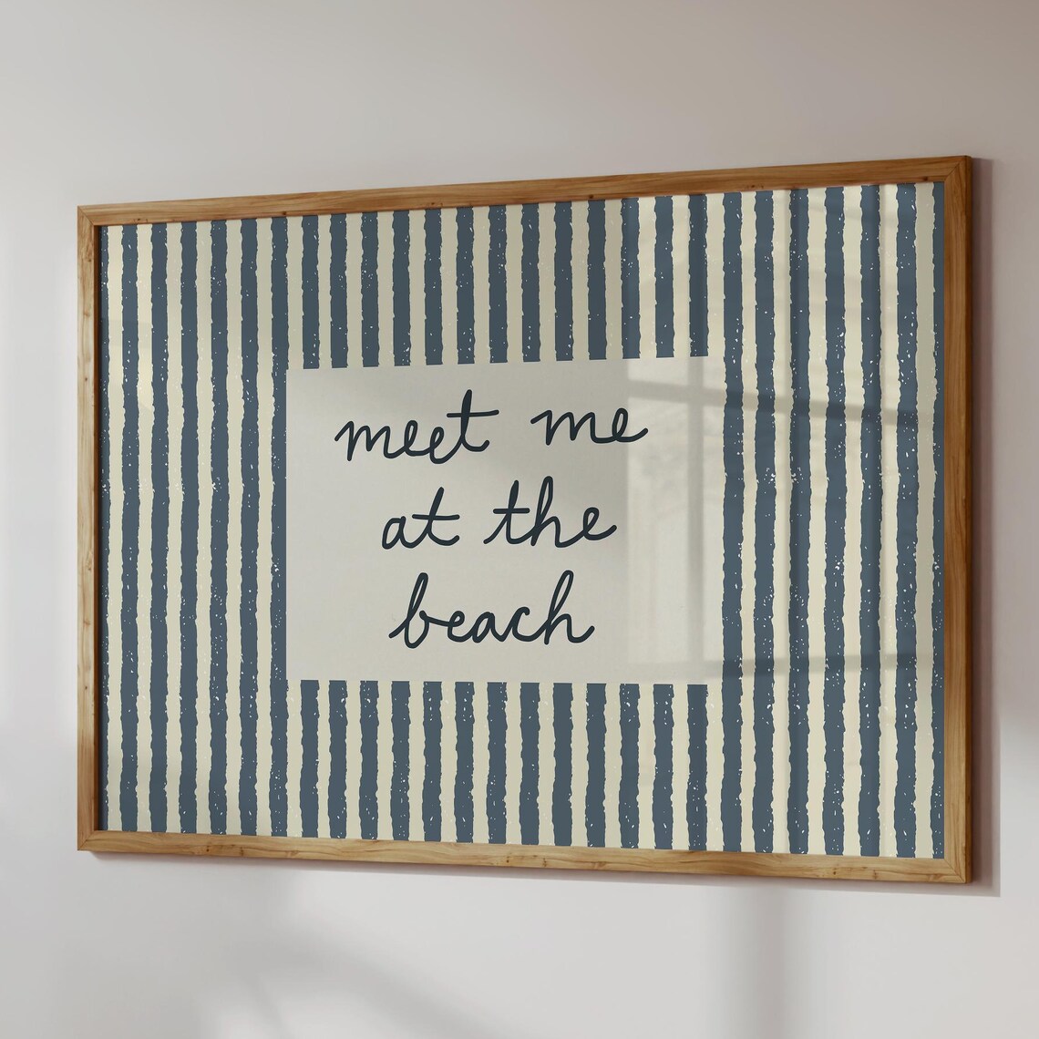 Meet Me At The Beach, Retro Striped Art Print