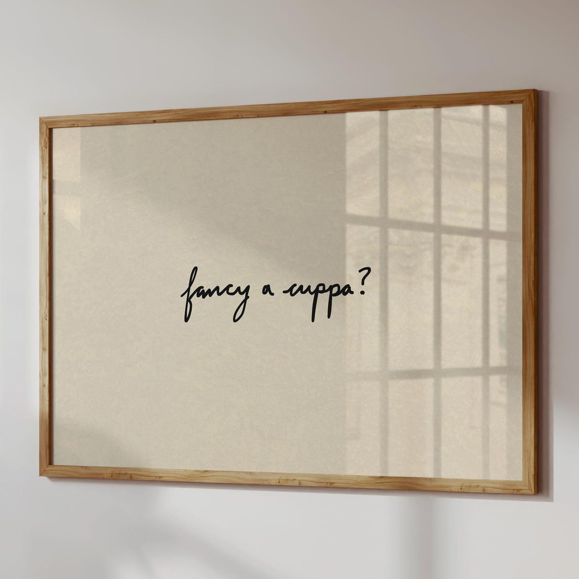 Fancy A Cuppa Print Coffee Wall Art Tea Poster Minimalist Kitchen Decor Digital Download Horizontal