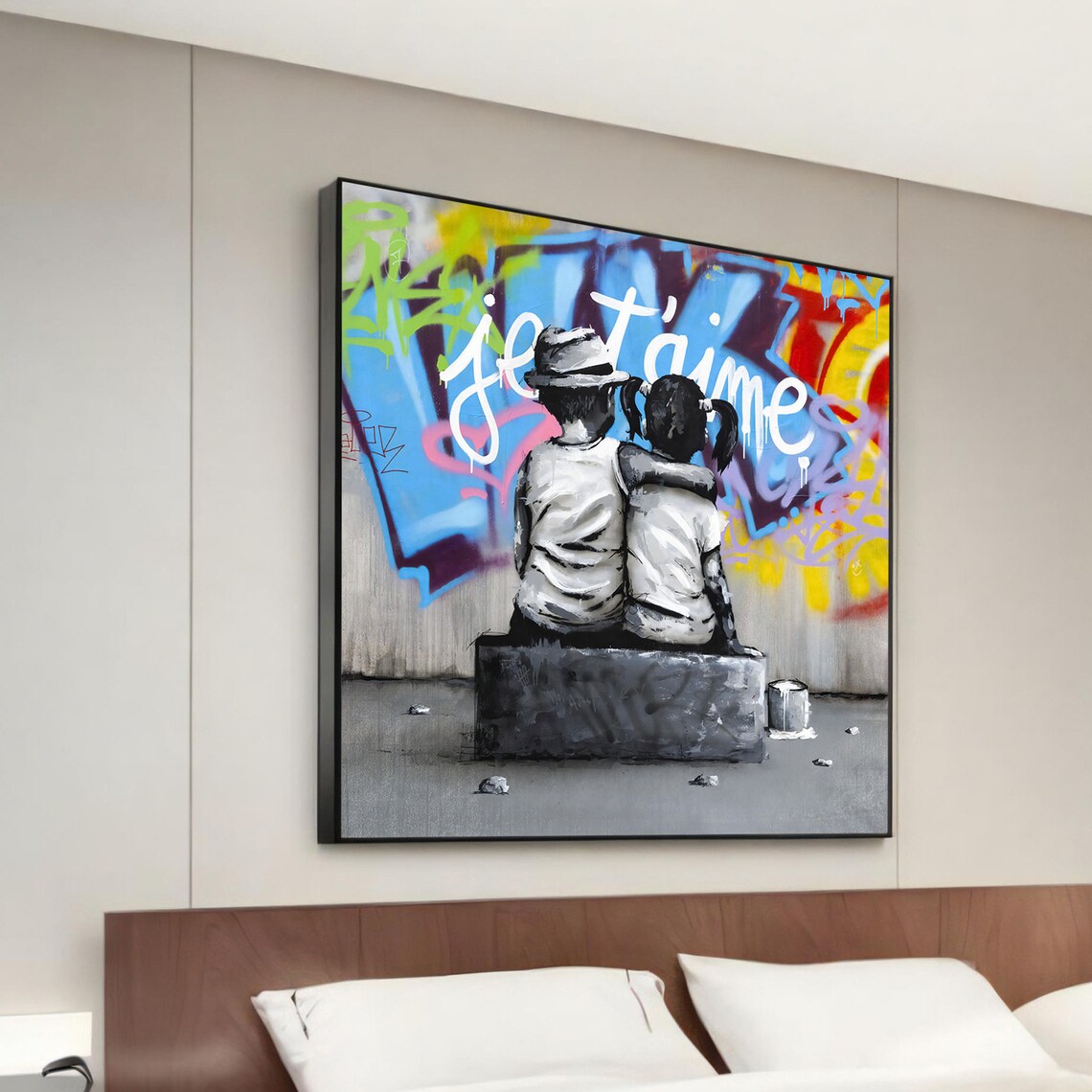 Je T'aime Couple Street Art Poster Graffiti Romance Wall Decor