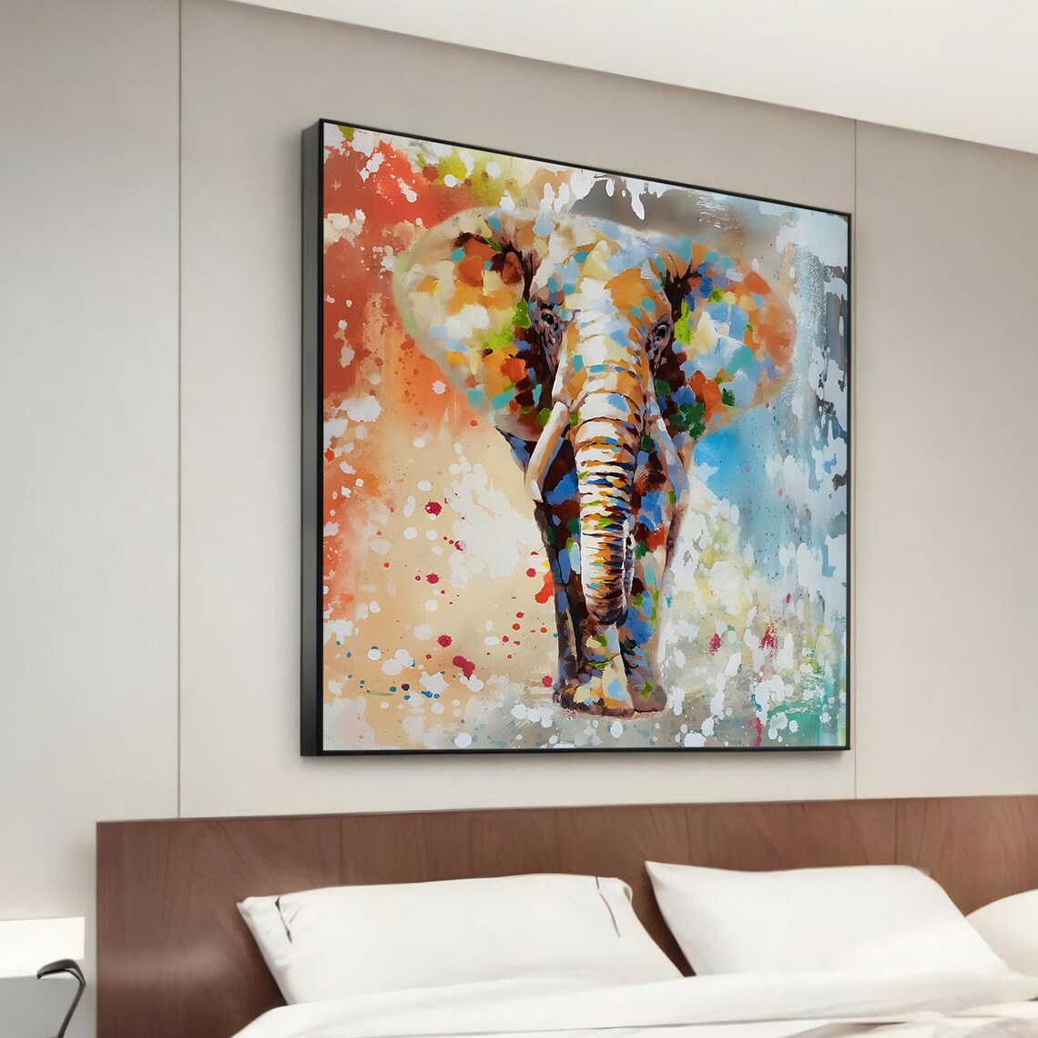 Colorful Elephant Art Print, Vibrant Animal Art