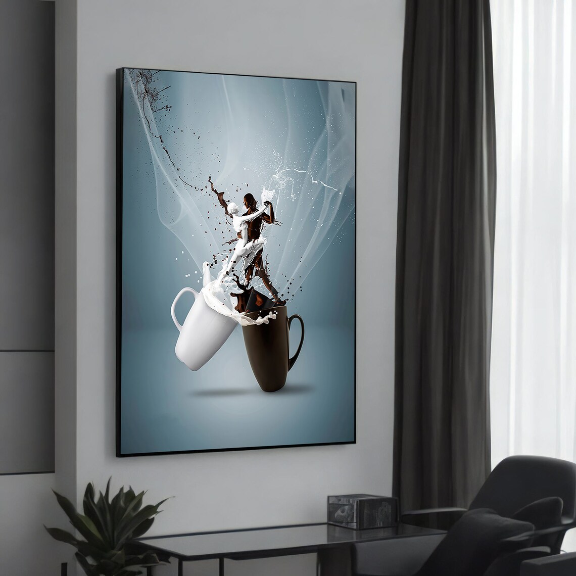 Dynamic Coffee Splash Art Print, Modern Wall Decor