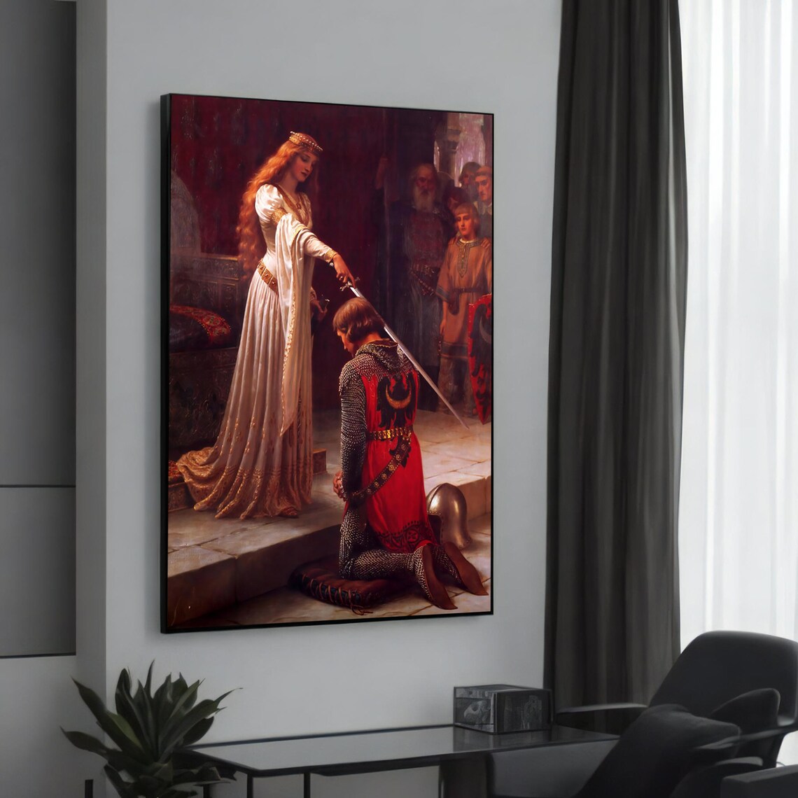 Edmund Blair Leighton The Accolade Queen Knighting Medieval Ceremony Poster