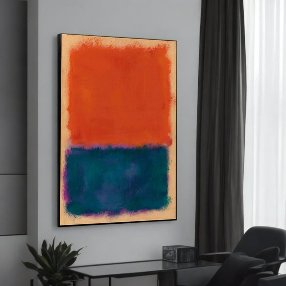 Mark Rothko Inspired Orange And Blue Abstract Canvas Painting Modern Art For Living Room Bold Wall Decor Gift