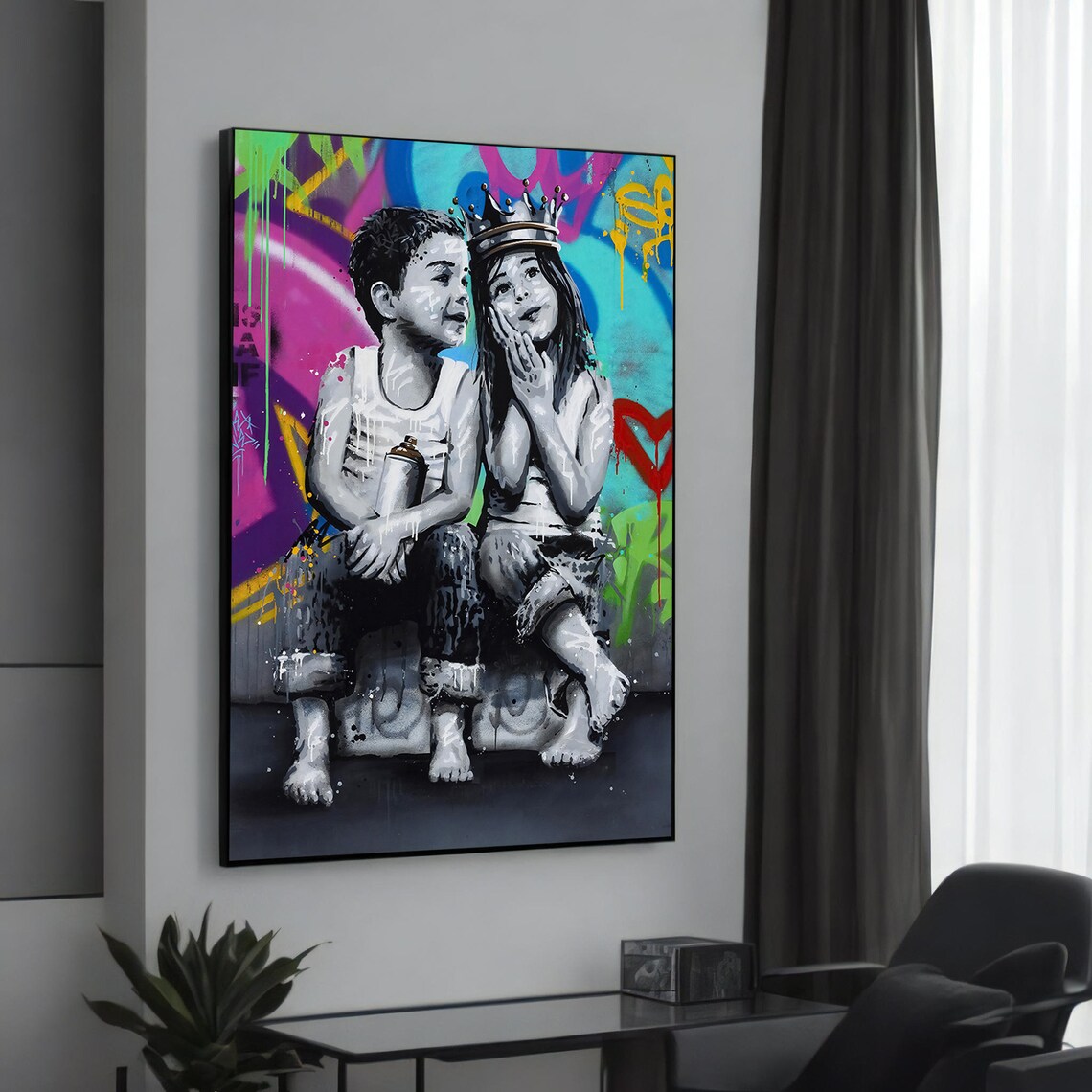 Street Art Kids Crown Spray Paint Colorful Graffiti Artwork Poster