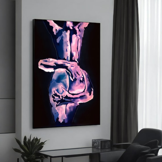 Neon Passion Erotic Canvas Painting Sensual And Bold Nude Art For Modern Home Dcor Lovers