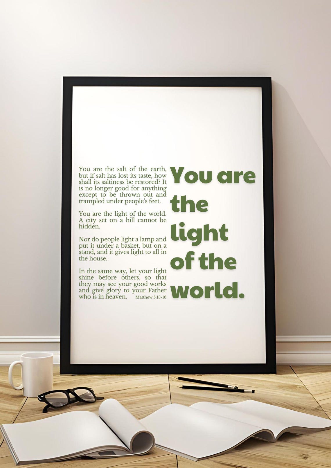 Salt And Light Matthew 513 16 Bible Verse Wall Art Christian Home Decor Modern Minimalist Scripture Definition Print Quote