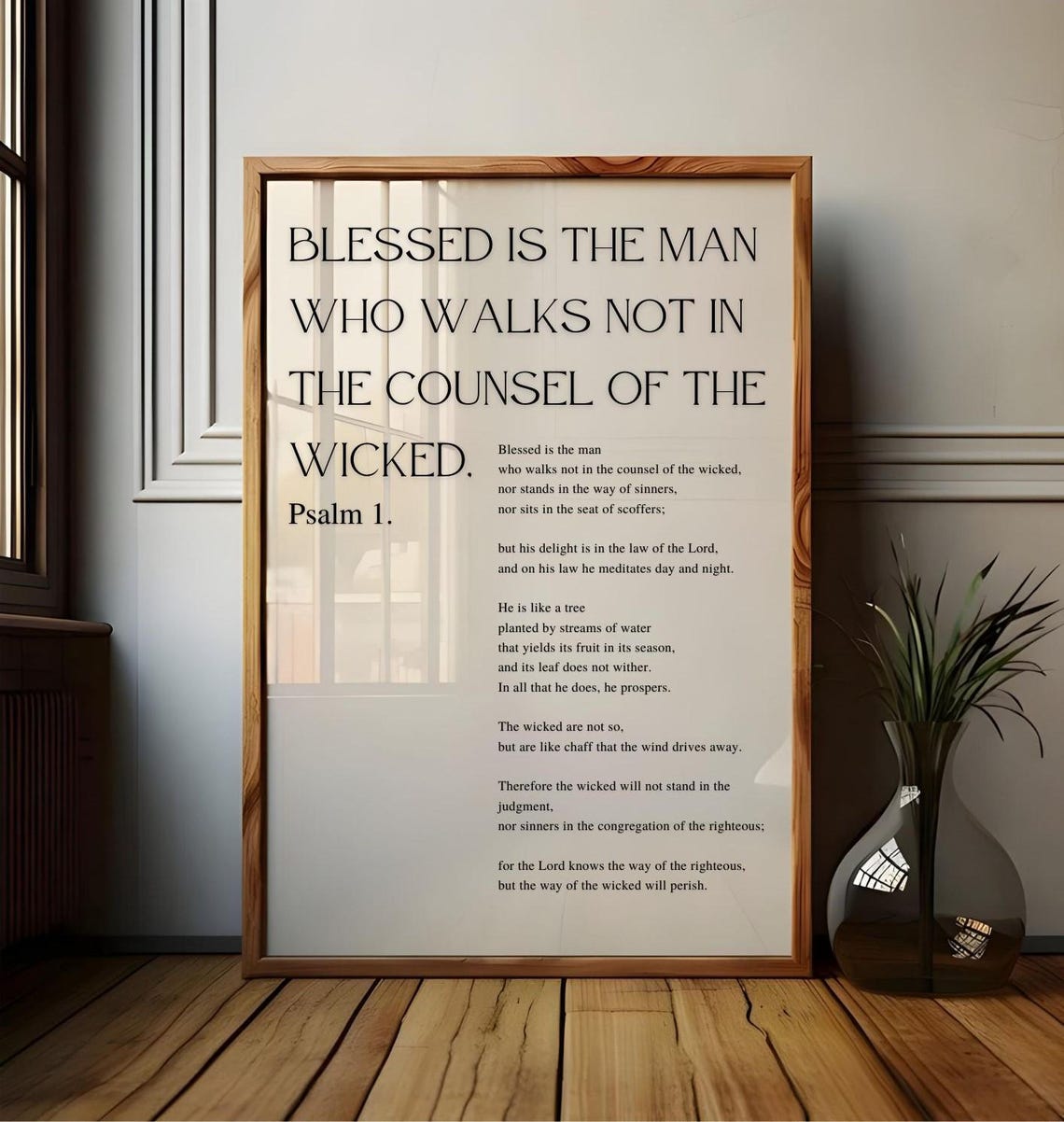 Psalm 1 Blessed Is The Man Bible Chapter Poster Bible Verse Wall Art Modern Christian Wall Art Prayer Room Wall Print Gift - Image 4