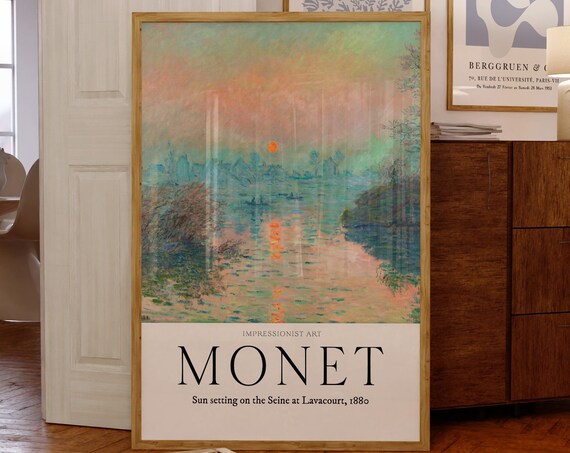 Monet Poster Spring Living Room Wall Art Sun Setting At Lavacourt Monet Poster Colorful Spring Museum Poster Monet Art Print