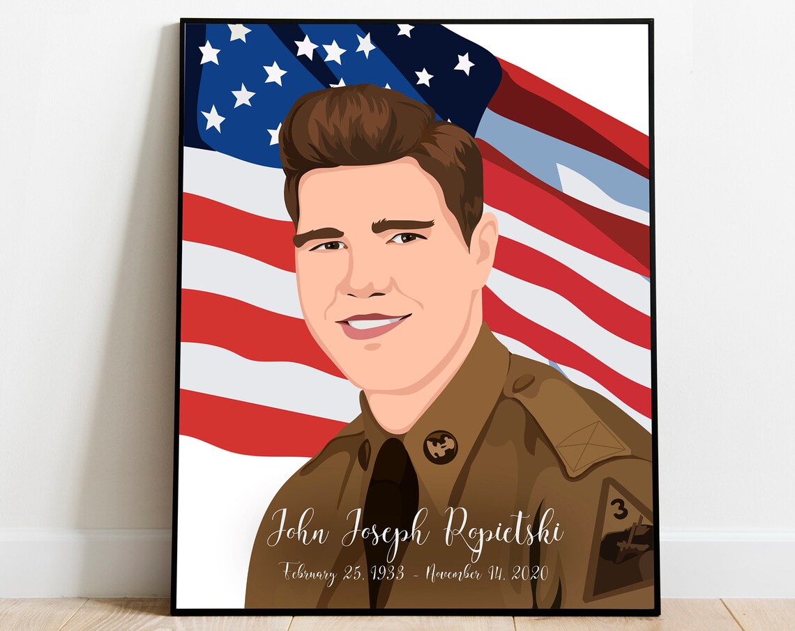 Custom Soldier Memorial Portrait American Flag Tribute Gift Poster - Image 5