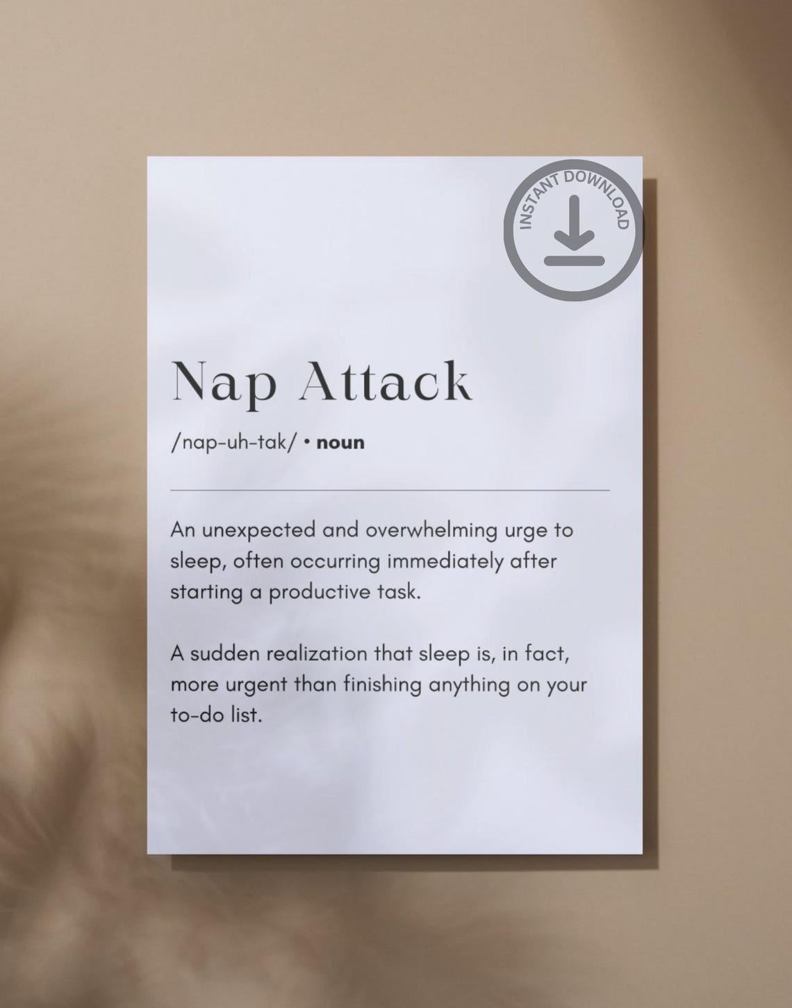 Nap Attack Funny Sleep Definition Office Humor Sarcastic Poster - Image 2