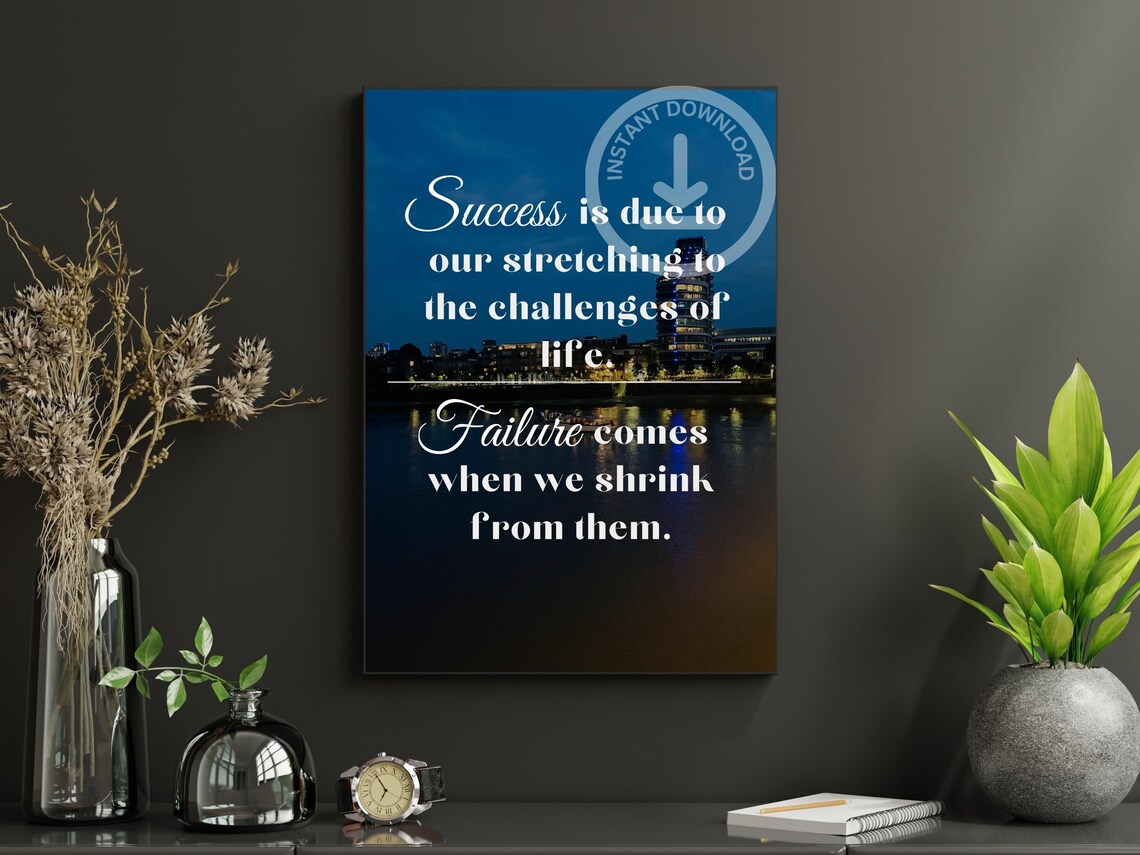 Success Is Due To Stretching City Lights Night Photo Quote Poster - Image 2