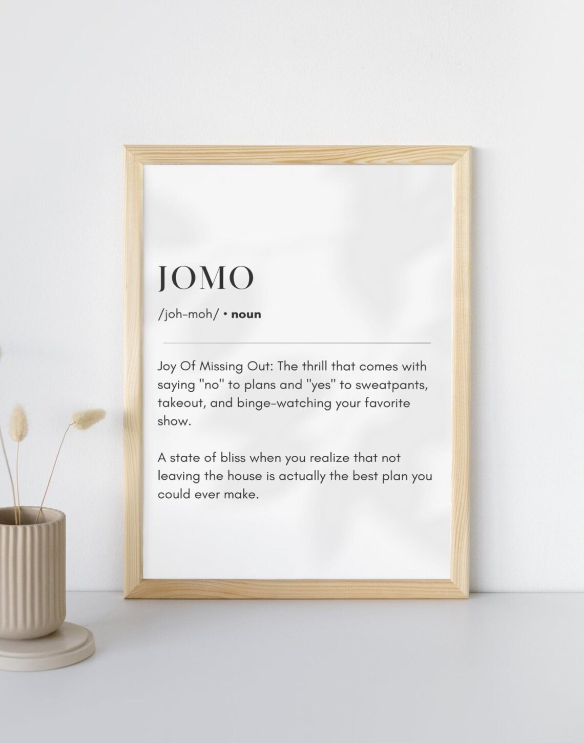 Jomo Definition Dictionary Print Joy Of Missing Out Wall Art Quirky Poster Home Decor Funny Print - Image 2