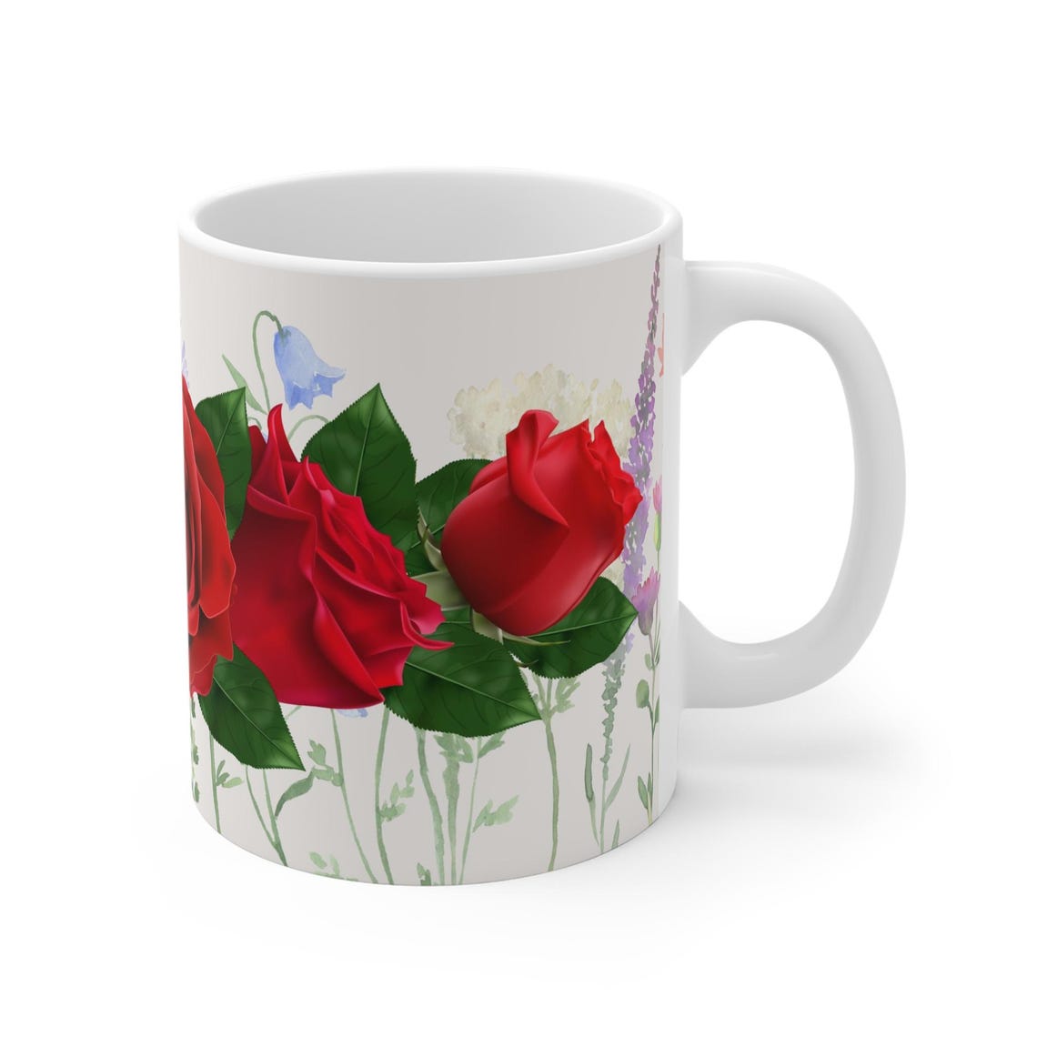 Floral Red Roses Coffee Mug Art Ceramic Drinkware Design Print - Image 3