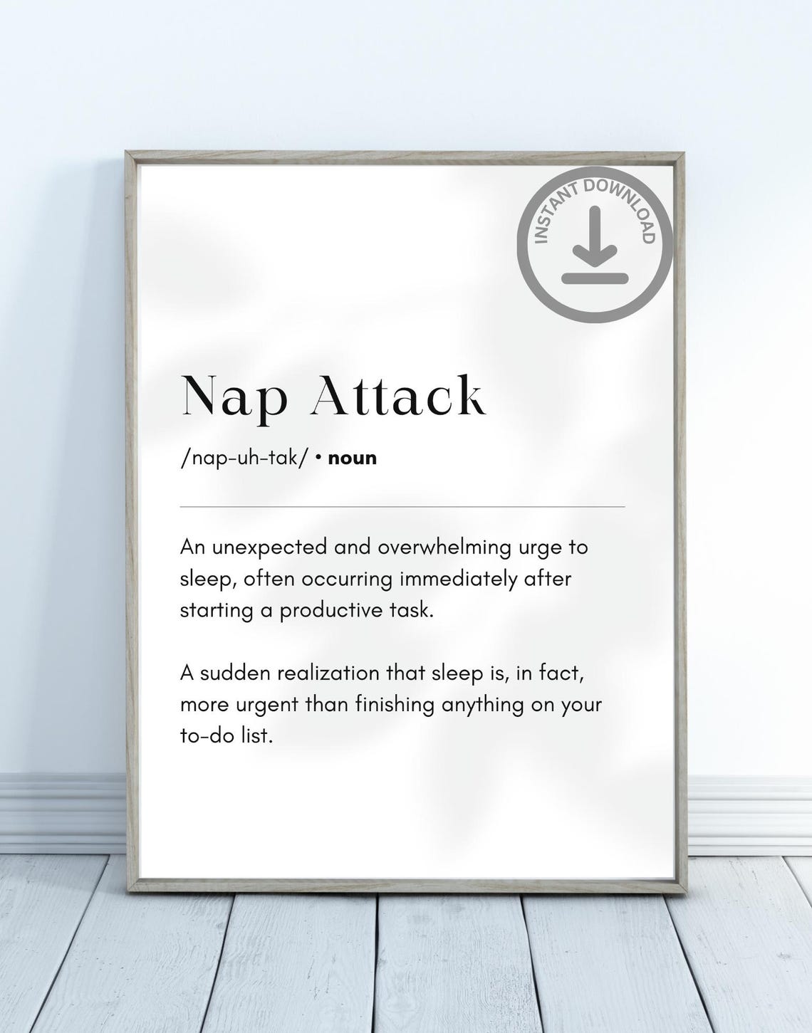 Nap Attack Funny Sleep Definition Office Humor Sarcastic Poster - Image 3