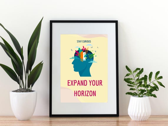 Stay Curious Expand Your Horizon Wall Art Motivational Print Inspirational Quote Decor For Office Or Home