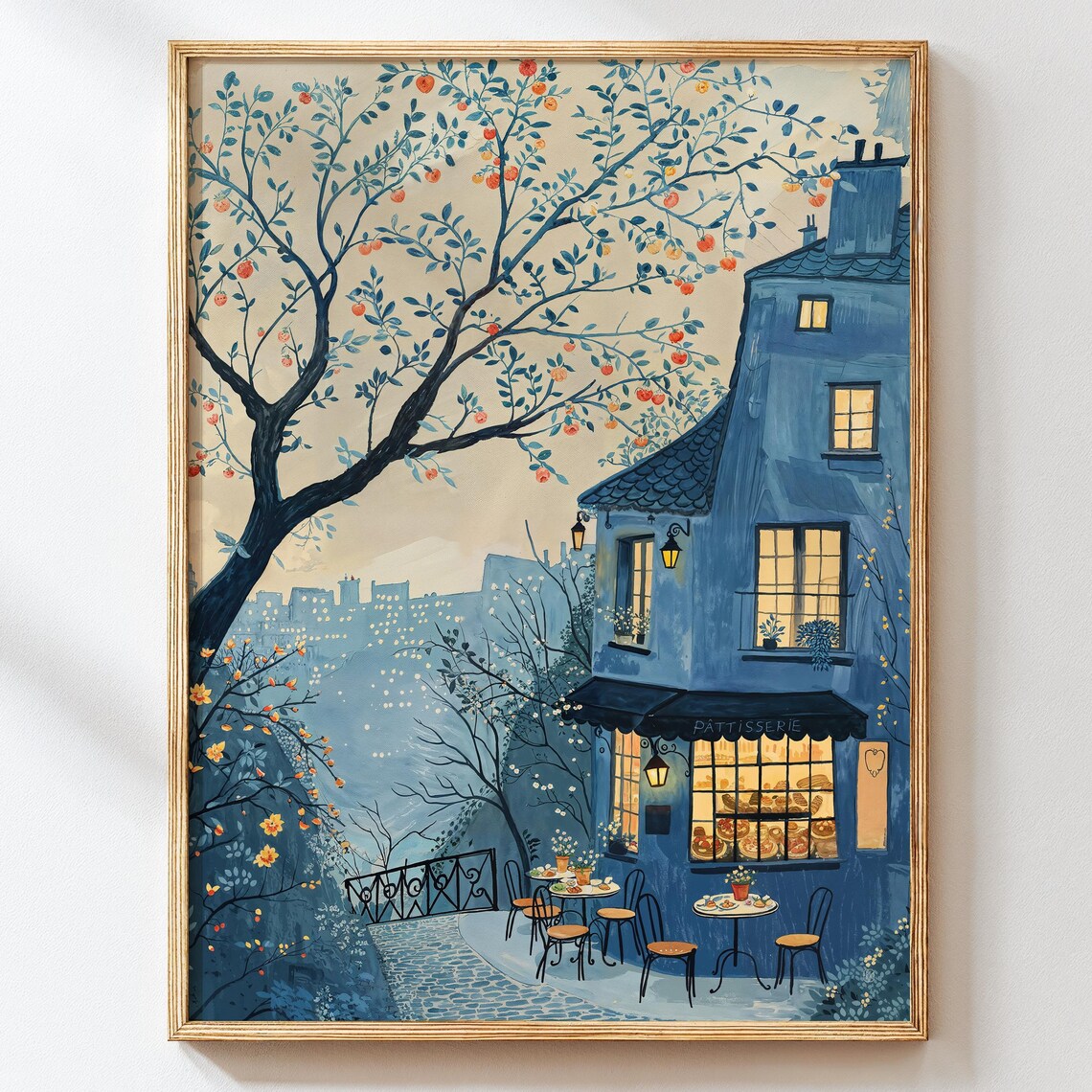 Blue French Patisserie Print, Paris Cafe Art