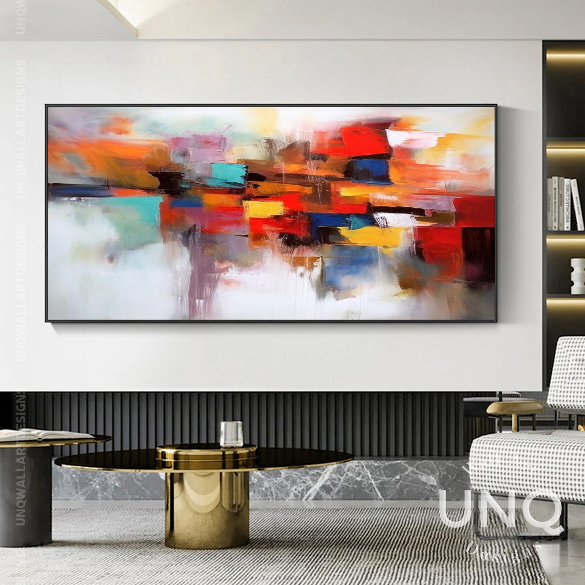 Red Orange Yellow And Blue Blocks Colorful Modern Abstract Art Poster - Image 6