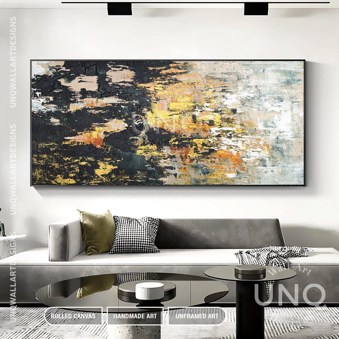 Black Gold And White Abstract Textured Painting Modern Luxury Poster - Image 3