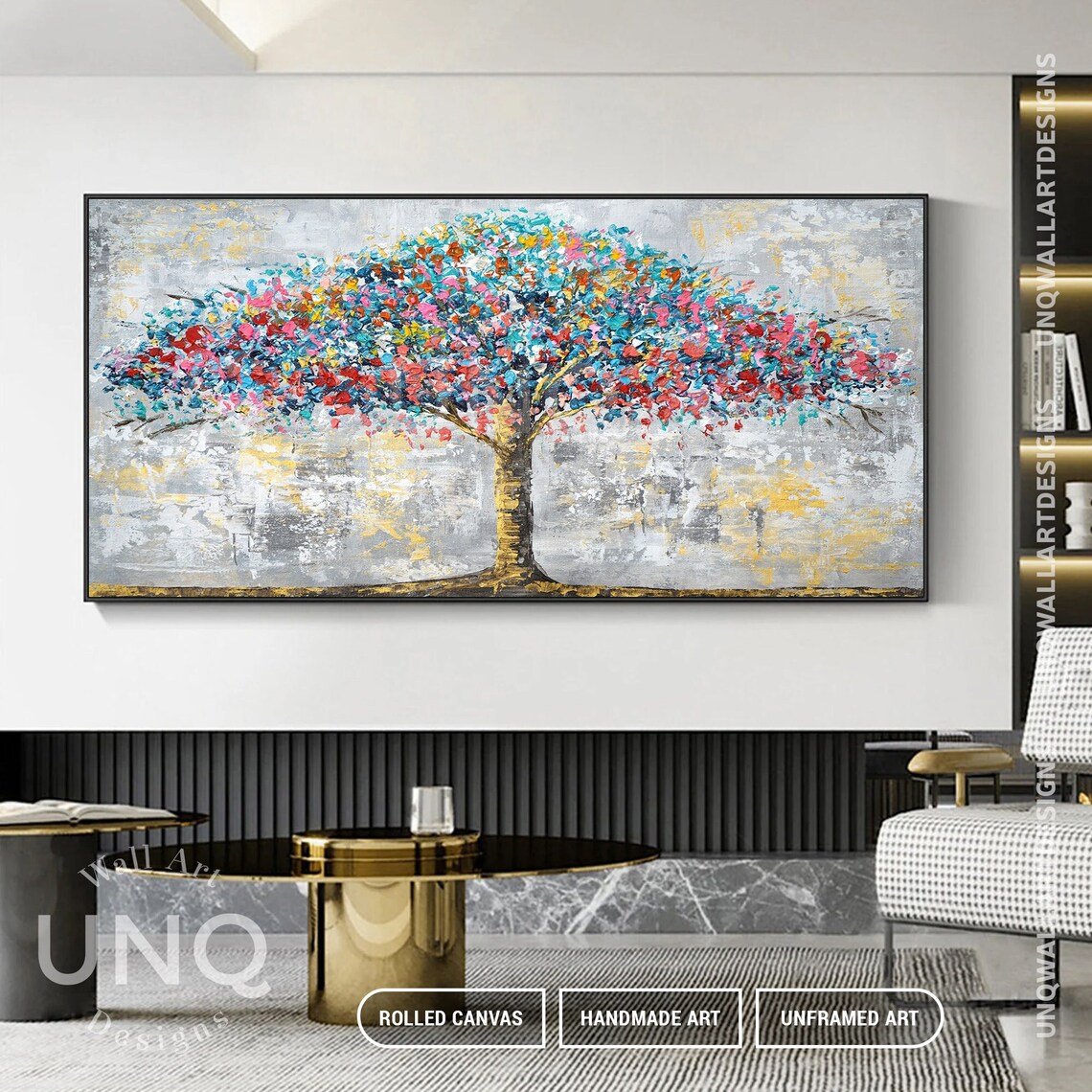 Modern Blossom Tree, Colorful Bohemian Art Print - Image 3