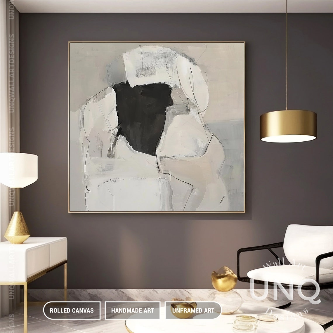 Black White And Grey Minimalist Modern Abstract Figure Art Poster - Image 2