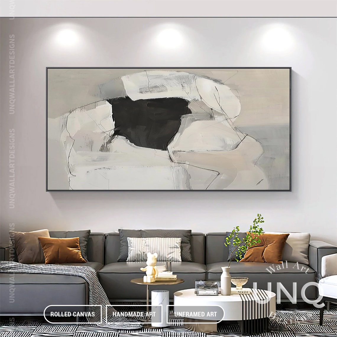 Black White And Grey Minimalist Modern Abstract Figure Art Poster - Image 7