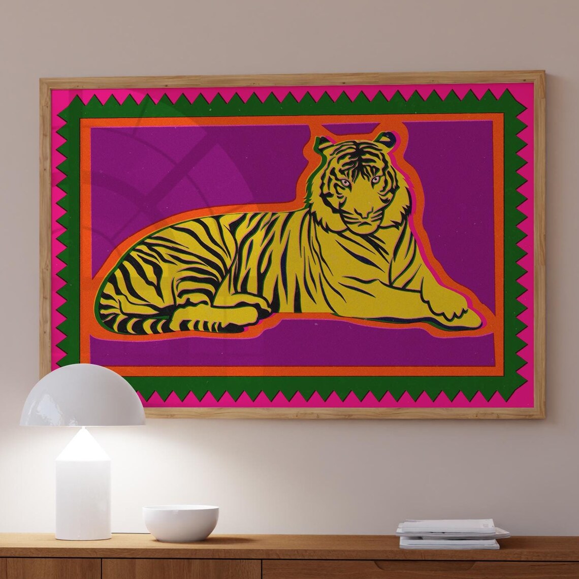 Tiger Poster Kitsch Maximalist Wall Art