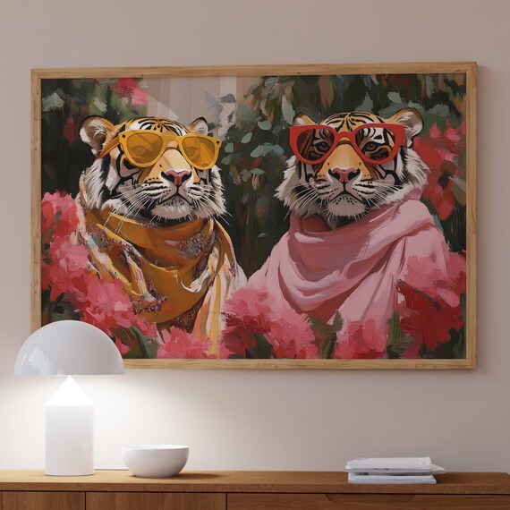 Tiger Poster Kitsch Dopamine Decor Trendy Wall Art