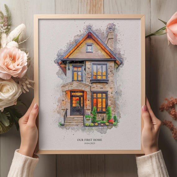 Watercolor Home Painting, Housewarming Gift Art Print