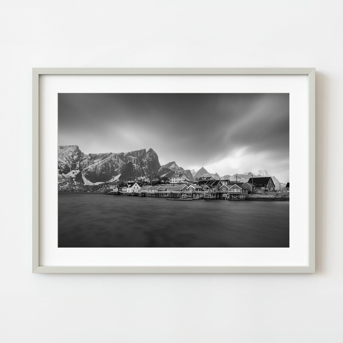 Sakrisoy Lofoten Norway Winter Fishing Village Black and White Photo Print