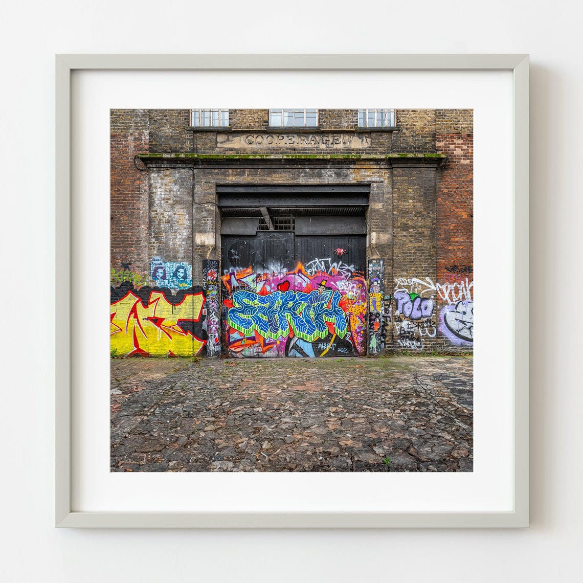 Old Cooperage Building Wall With Urban Graffiti Street Art Poster