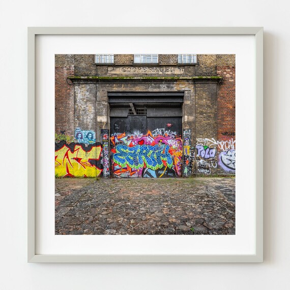Old Cooperage Building Wall With Urban Graffiti Street Art Poster