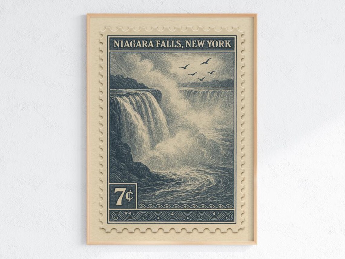 Niagara Falls Vintage 7 Cent New York Stamp Art Print