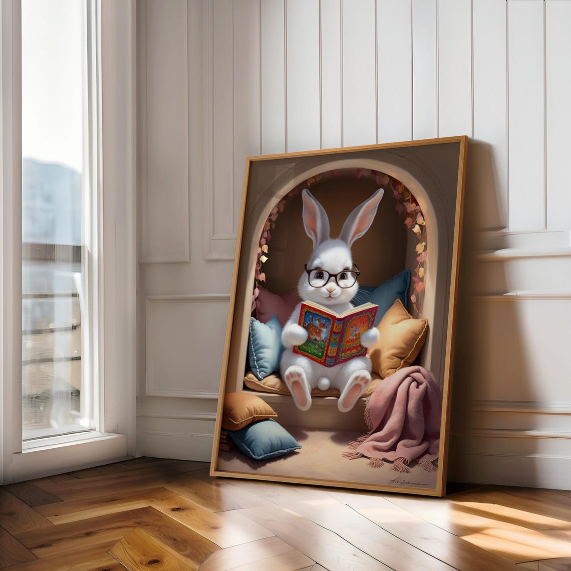 Easter Bunny Art Easter Bunny Painting Easter Bunny Moody Art Aestheticposter Boho Decor Cottagecore Easter Art