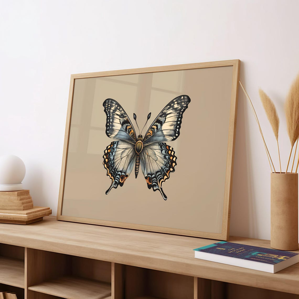 Butterfly Art Antique Inspired Butterfly Illustration Vintage Nature Home Decor Boho Wall Art