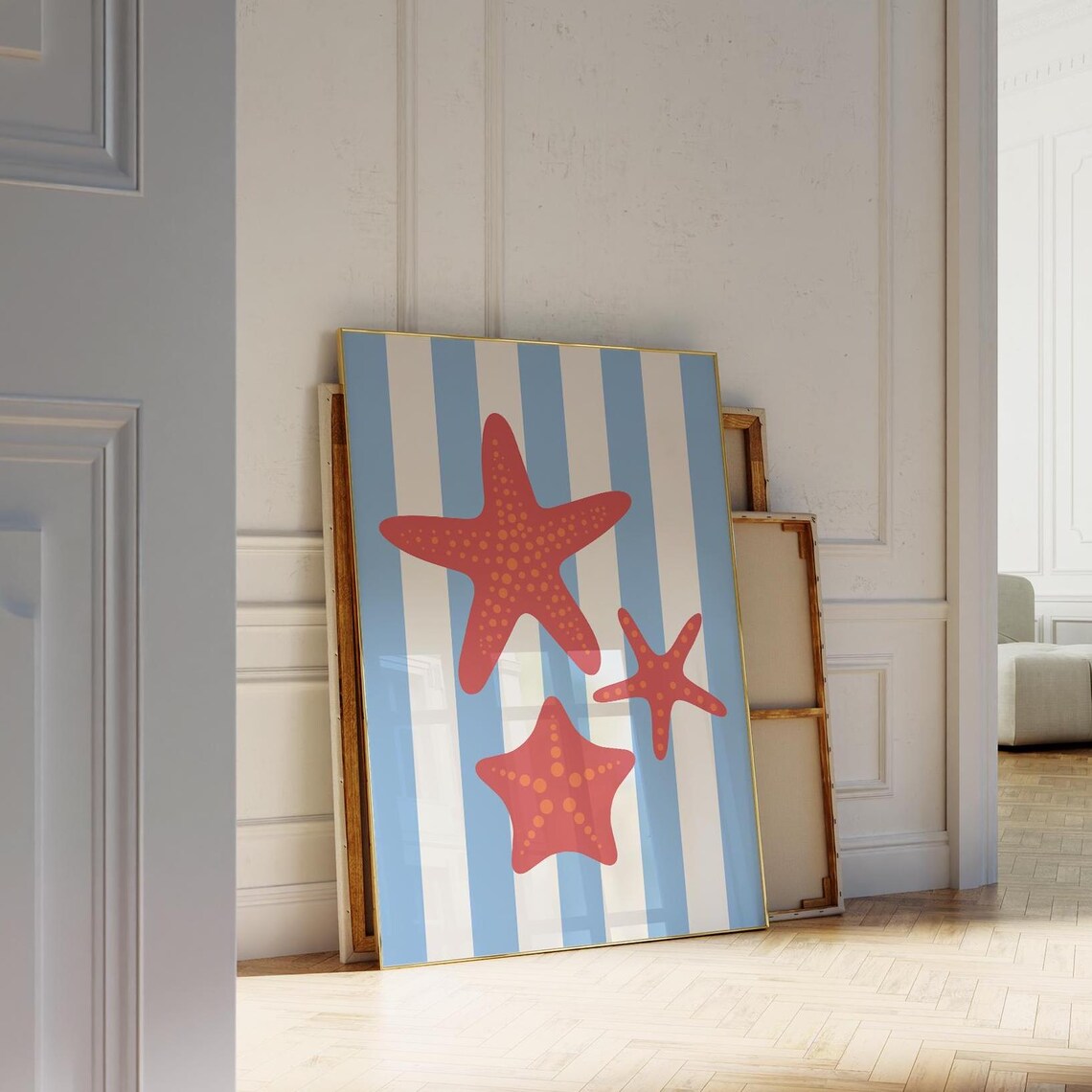 Starfish Print, Trendy Coastal Summer Poster - Image 2