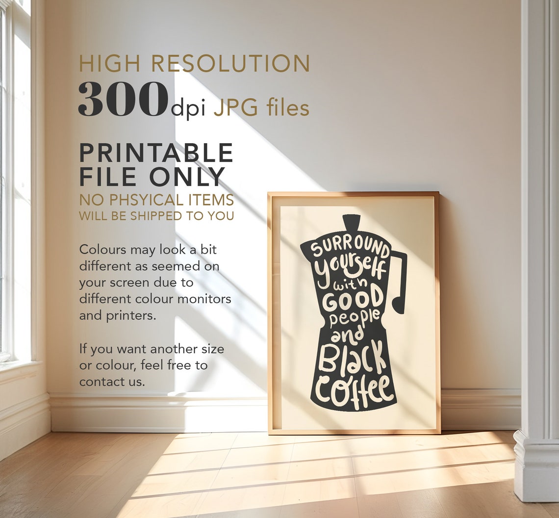 Surround Yourself With Good People And Black Coffee Moka Wall Art - Image 4