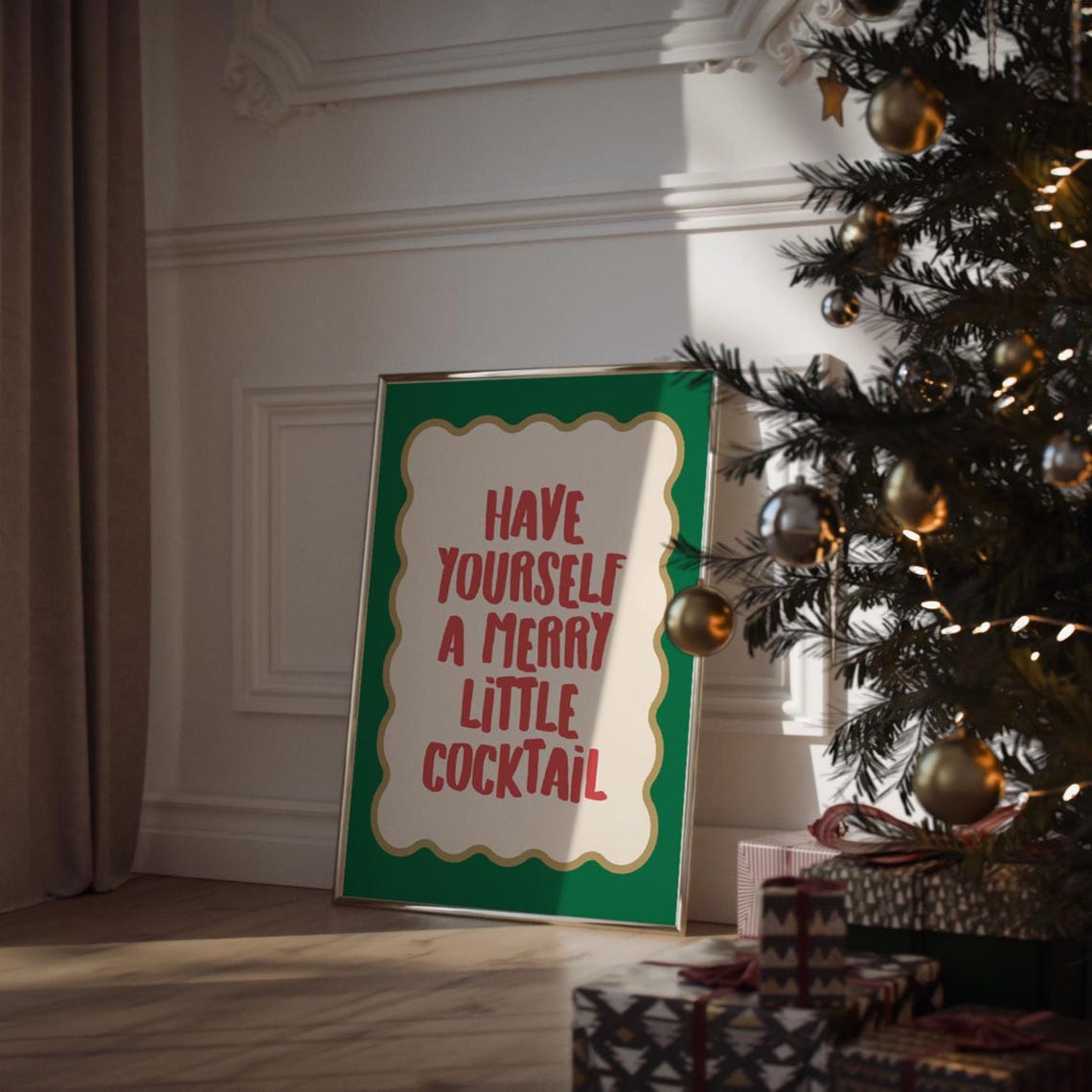 Have Yourself A Merry Little Cocktail Fun Bar Cart Holiday Poster - Image 2