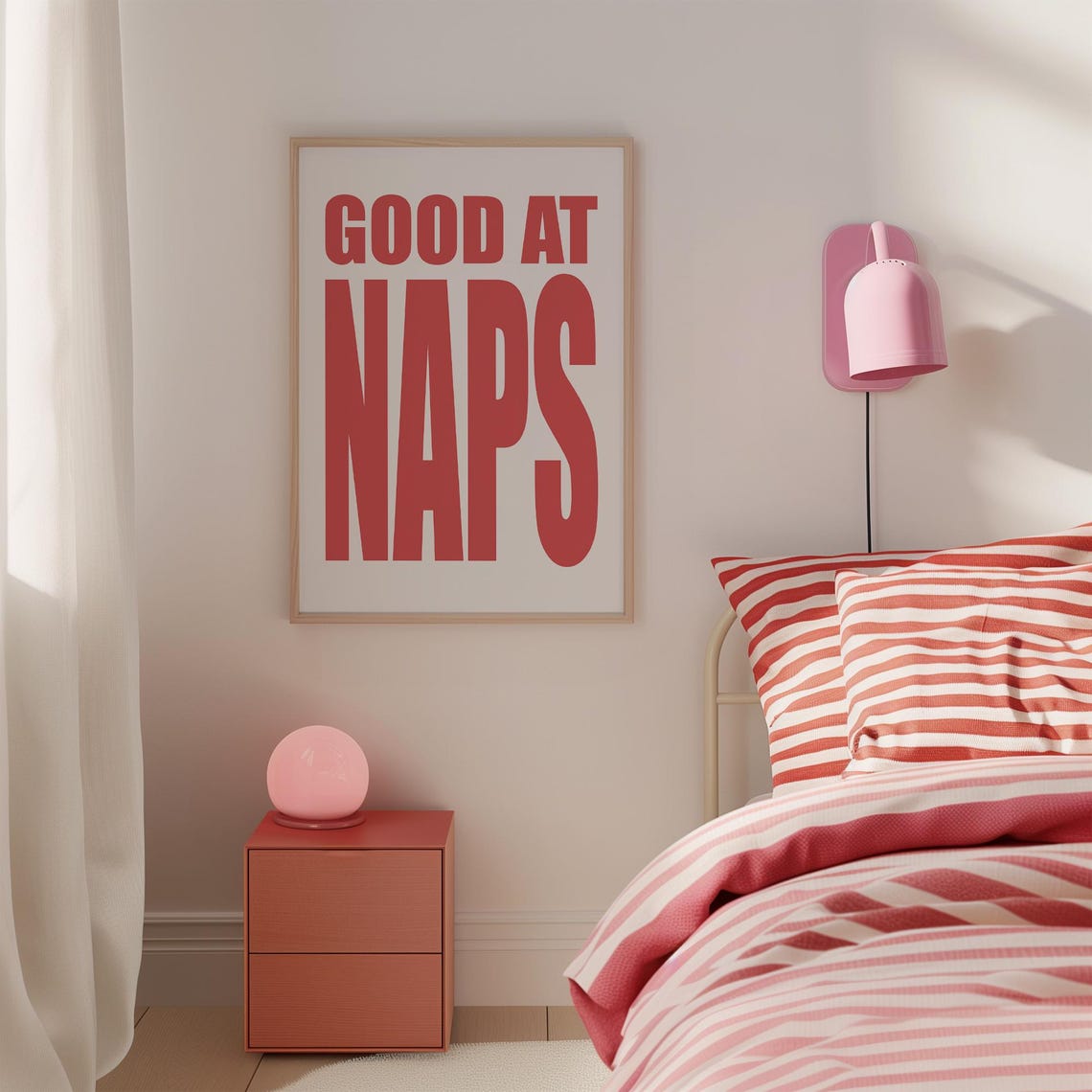Good At Naps Bold Red Typography Bedroom Wall Decor Gift Poster - Image 4