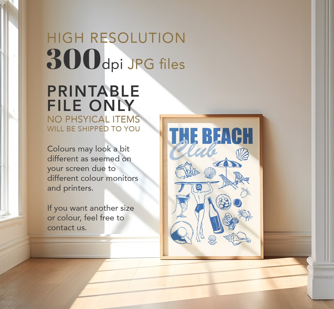 Beach Club Cute Summer Coastal Art Print - Image 3