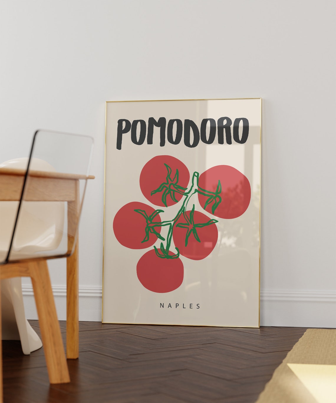 Pomodoro Naples Red Tomato Vine Bold Italian Kitchen Wall Poster - Image 2