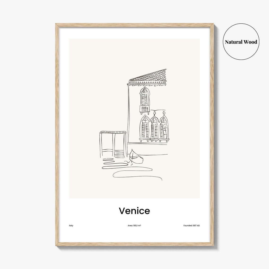 Venice Italy Historic Canal House Minimalist Line Drawing Poster - Image 2