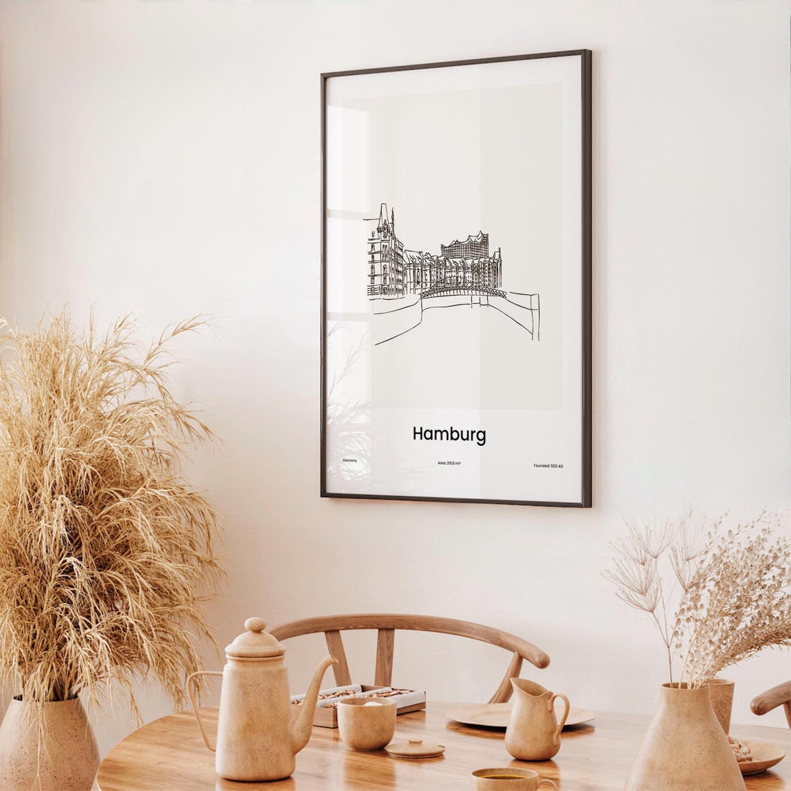 Hamburg Germany Elbphilharmonie One Line Skyline Travel Art Poster - Image 3