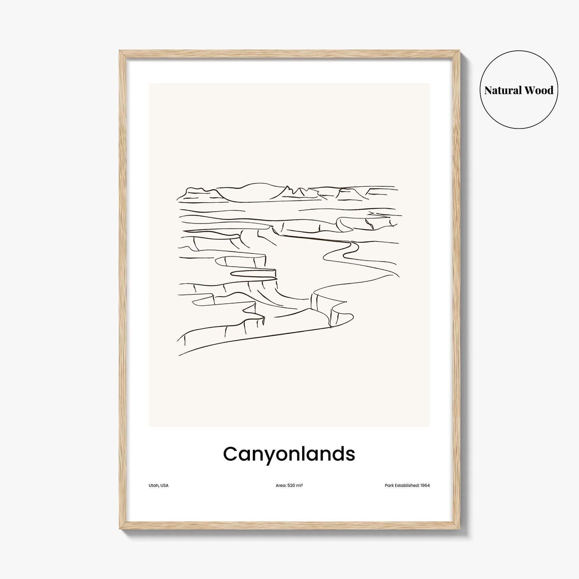 Canyonlands Utah National Park Desert Canyon Line Poster Minimalist Travel Home Gift - Image 2