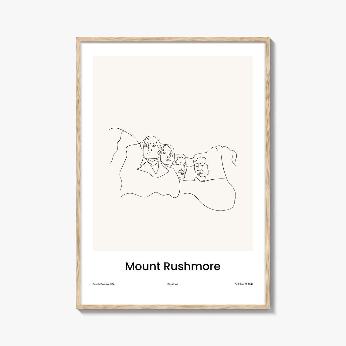 Mount Rushmore South Dakota Minimalist Line Drawing Art Poster